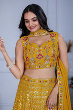 Lehenga Mart Yellow Georgette Desigenr Wedding Lehnega Choli | Grocsy