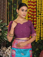 Shree Shyam Fashion Silk Sky Blue Saree | Grocsy