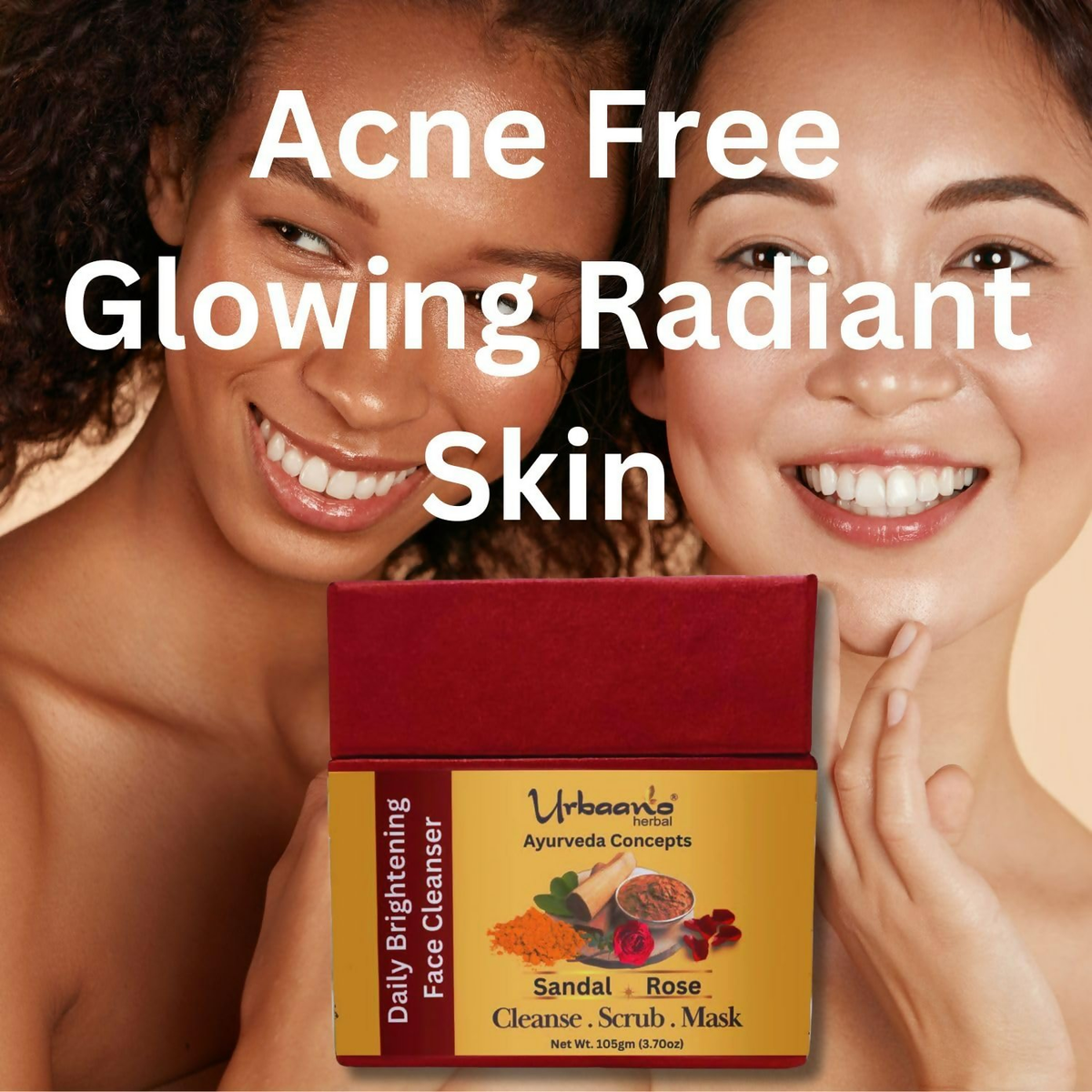 Urbaano Herbal Ayurveda Concepts Face Brightening Cleanser, Scrub, Mask 3-in-1 Instant Glow | Grocsy