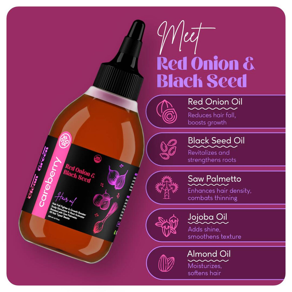 Careberry 100% Organic Red Onion & Black Seed Extract Oil | Grocsy