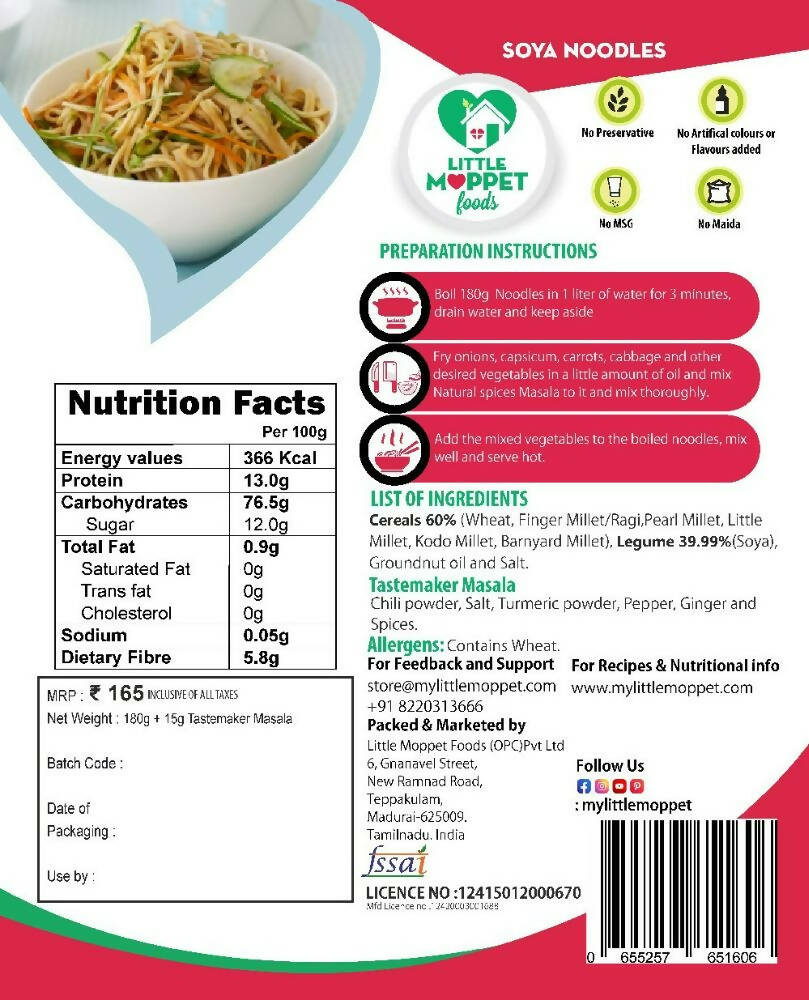 Little Moppet Foods Soya Noodles | Grocsy