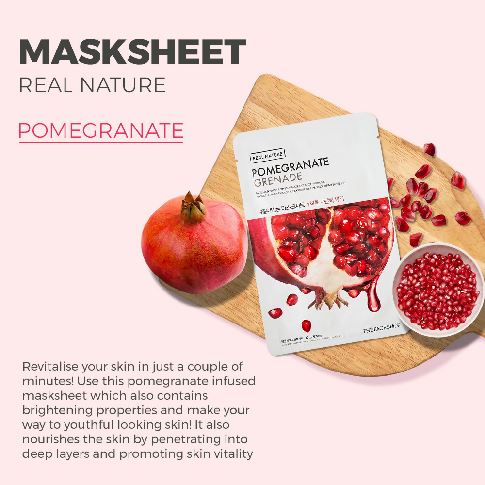 The Face Shop Real Nature Pomegranate Face Mask - Korean Skincare | Grocsy