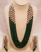 Jewel City Luxury Kundan Green Crystal Statement Necklace Set | Traditional Indian Wedding Jewelry | Grocsy