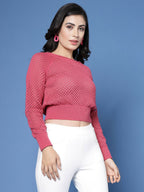Women Winter Pink Cotton Pullover - Wool Trees | Grocsy
