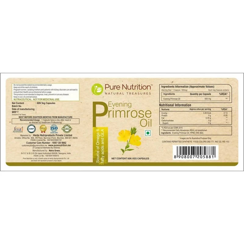 Pure Nutrition Evening Primrose Oil Softgels | Grocsy