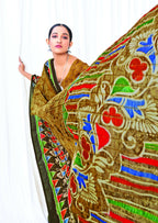 Beige Chanderi Cotton Floral Printed Saree With Unstitched Blouse Piece - Kathika | Grocsy