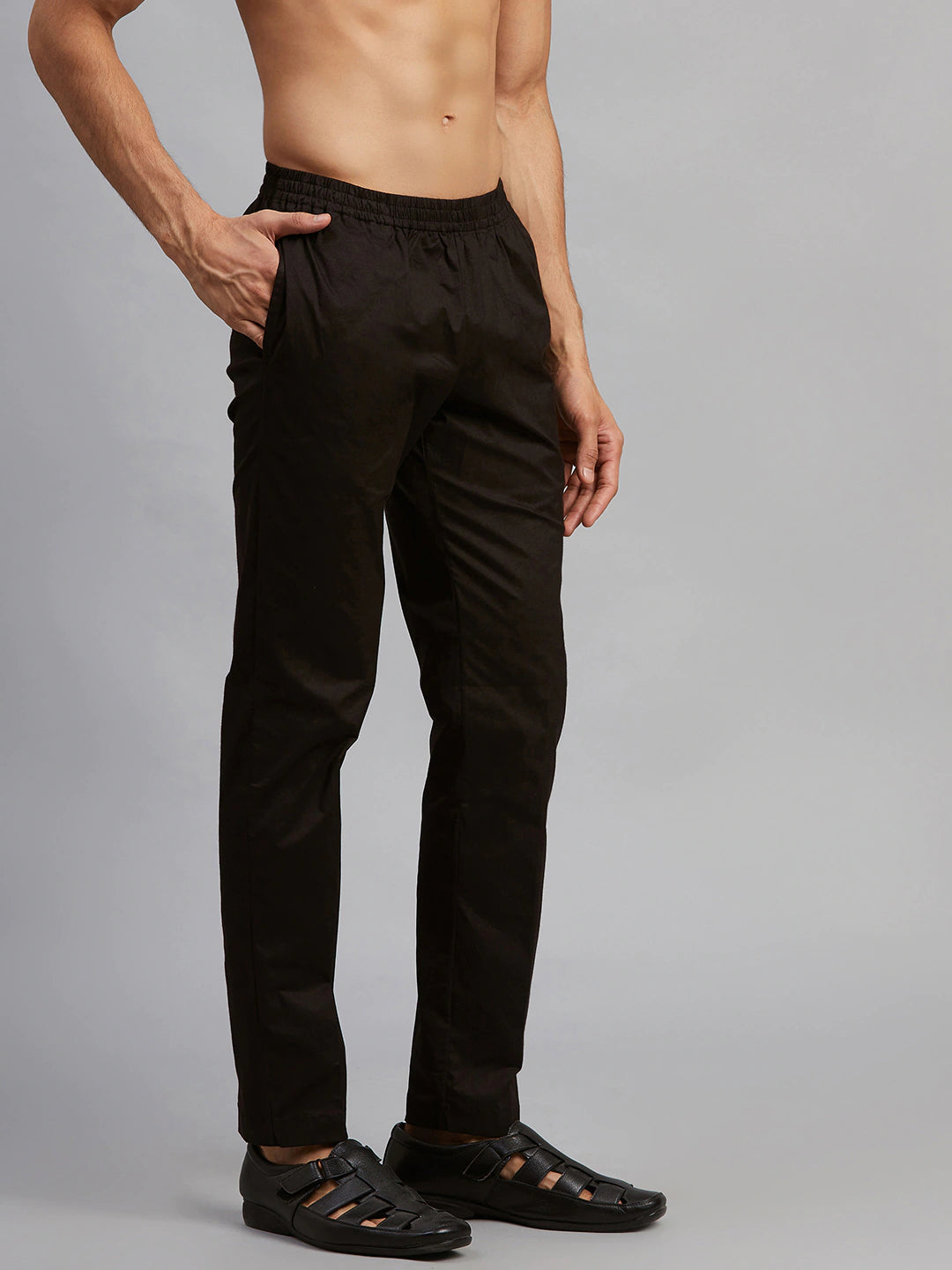 MULTI SHADES Men Black Solid Pyjamas | Grocsy