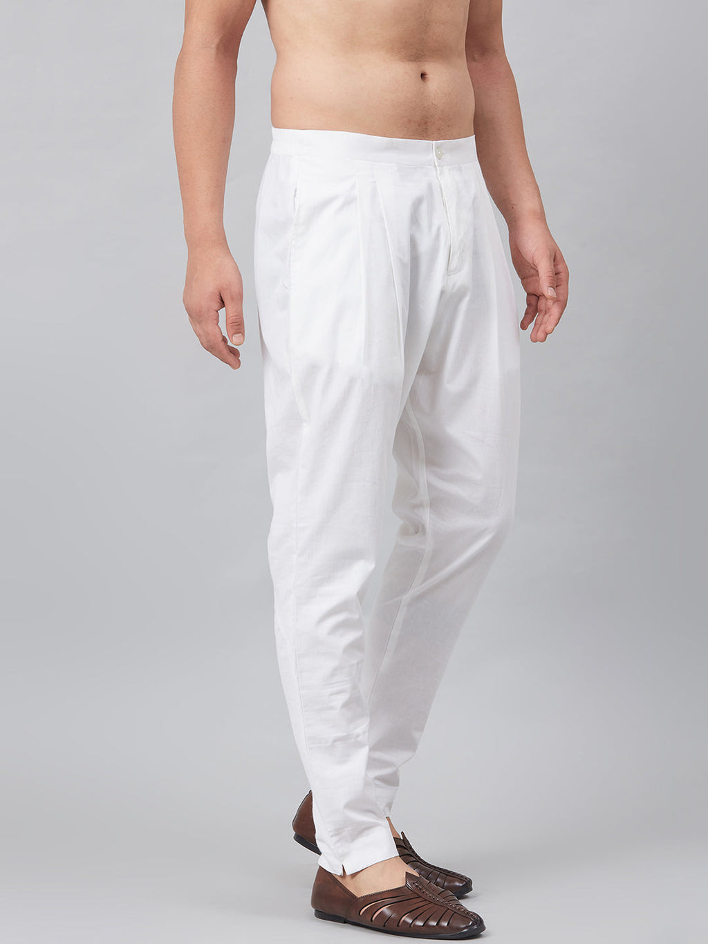 MULTI SHADES Men White Solid Trouser Style Pyjamas | Grocsy