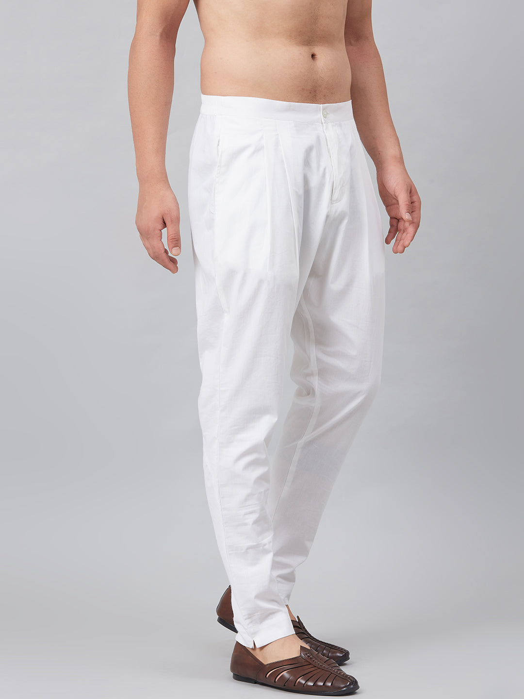 MULTI SHADES Men White Solid Trouser Style Pyjamas | Grocsy