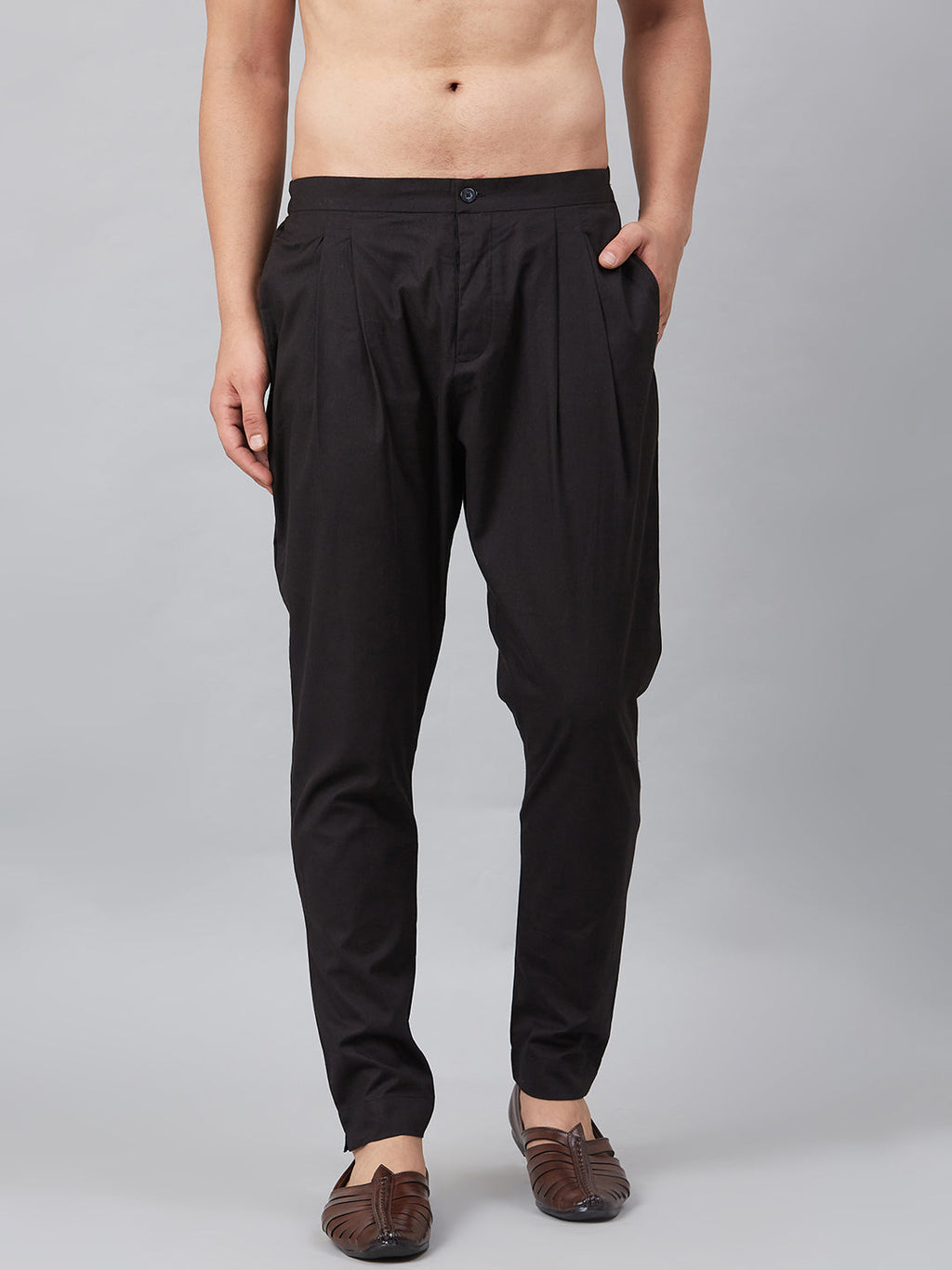 MULTI SHADES Men Black Solid Trouser Style Pyjamas | Grocsy