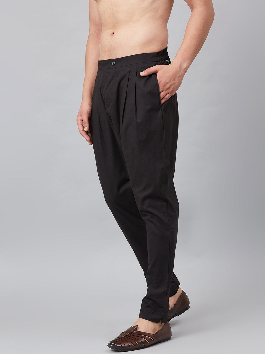 MULTI SHADES Men Black Solid Trouser Style Pyjamas | Grocsy