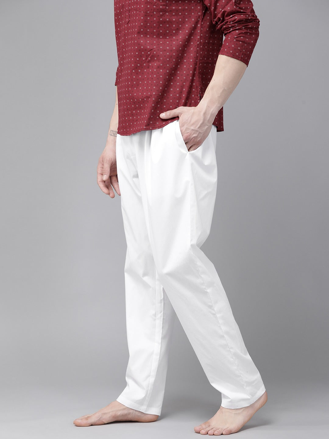 MULTI SHADES Men White Solid Pyjamas | Grocsy