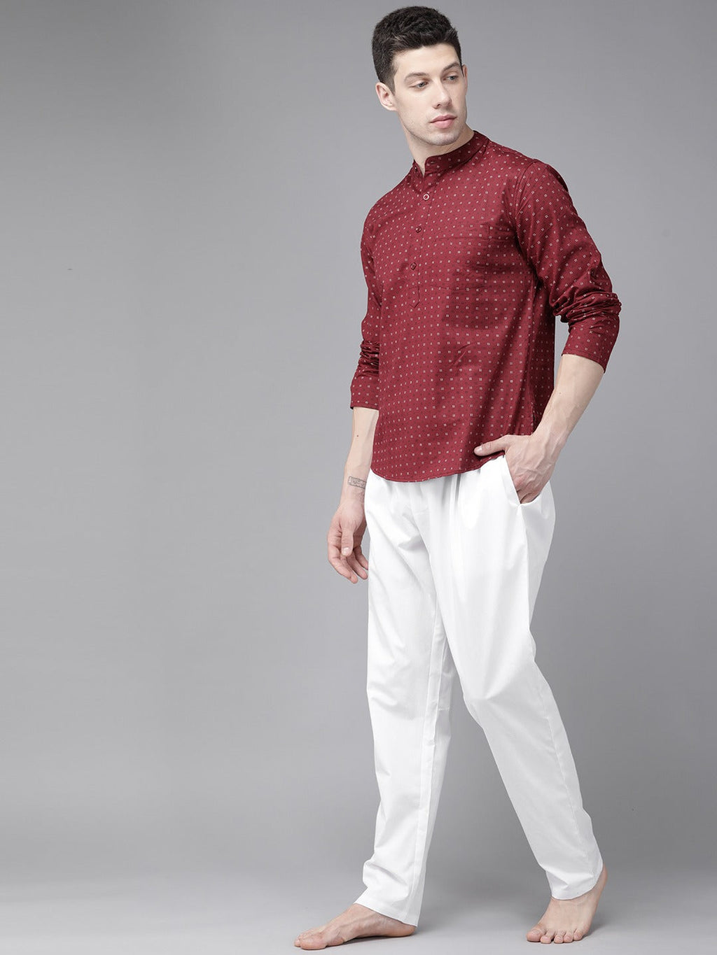 MULTI SHADES Men White Solid Pyjamas | Grocsy