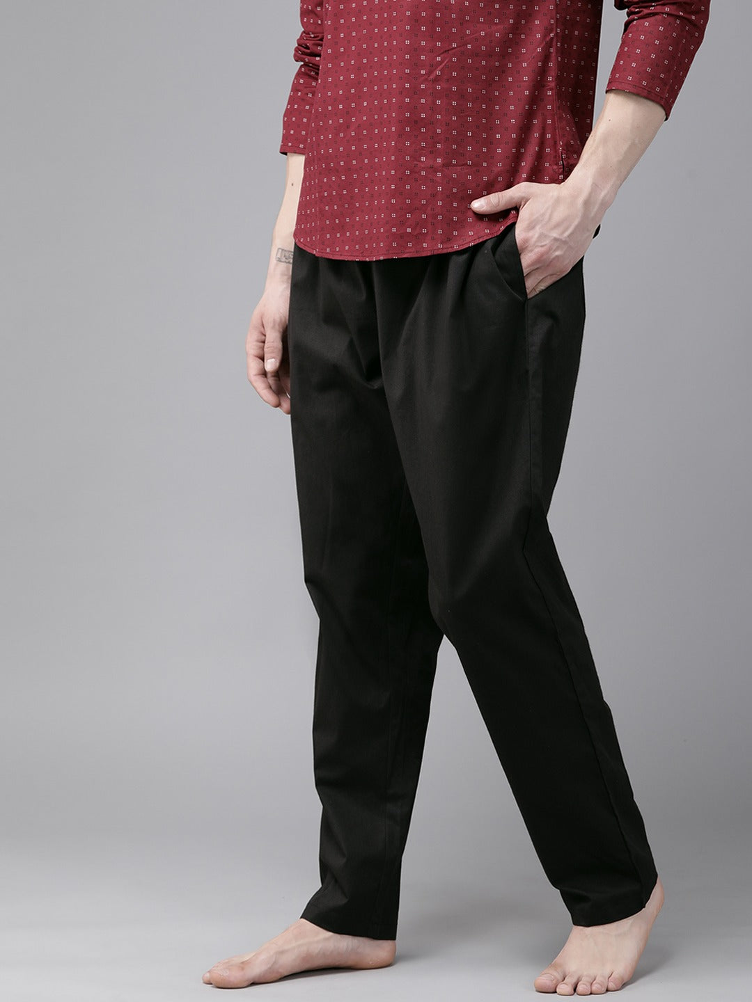 MULTI SHADES Men Black Solid Pyjamas | Grocsy