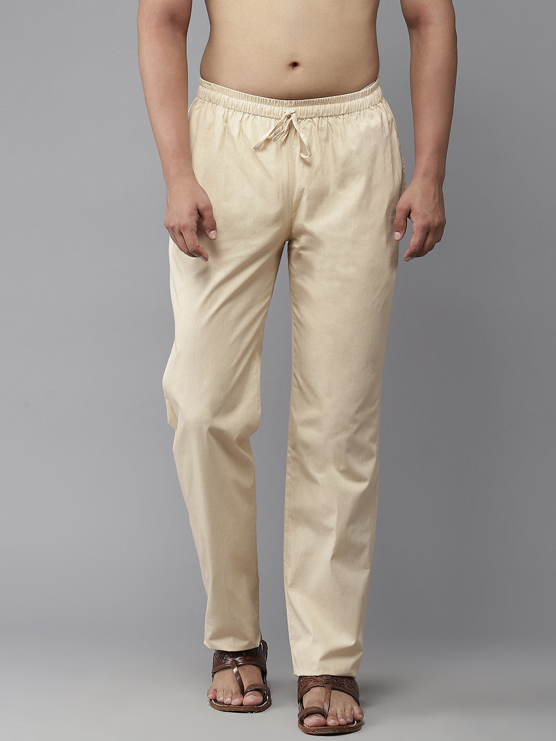 MULTI SHADES Men Beige Solid Pyjamas | Grocsy