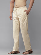 MULTI SHADES Men Beige Solid Pyjamas | Grocsy