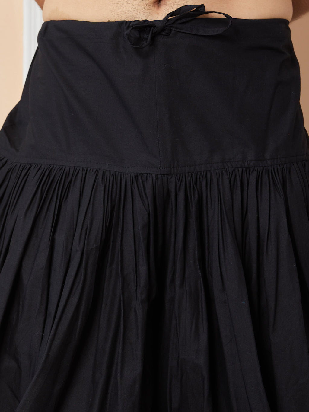 MULTI SHADES Black Mid Rise Loose Fit Pure Cotton Elasticated Solid Pleated Dhoti (Salwar) | Grocsy