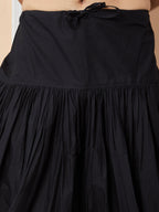 MULTI SHADES Black Mid Rise Loose Fit Pure Cotton Elasticated Solid Pleated Dhoti (Salwar) | Grocsy