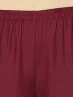 Aniyah Rayon Maroon Color Block Print Flared Slip-On Palazzo (AN-183K) | Grocsy