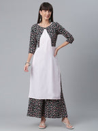 Ahalyaa Light Pink Crepe Solid Kurta And Palazzo Set With Jacket | Grocsy