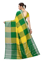 Vamika Yellow Cotton Silk Weaving Saree (Gamma Checks Yellow) | Grocsy