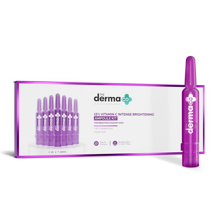 The Derma Co 15% Vitamin C Intense Brightening Ampoule Kit | Grocsy