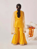 Joban Fashion Girl's Yellow Color Sharara Set | Grocsy