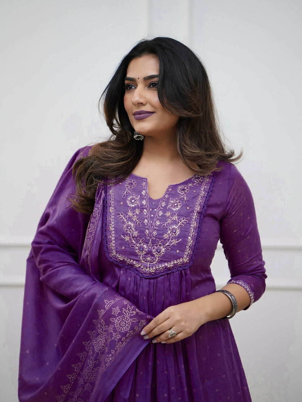The52 Women's Beautiful Cotton Fabric Embroidery Work Straight Kurta Pant and Dupatta Set | Grocsy