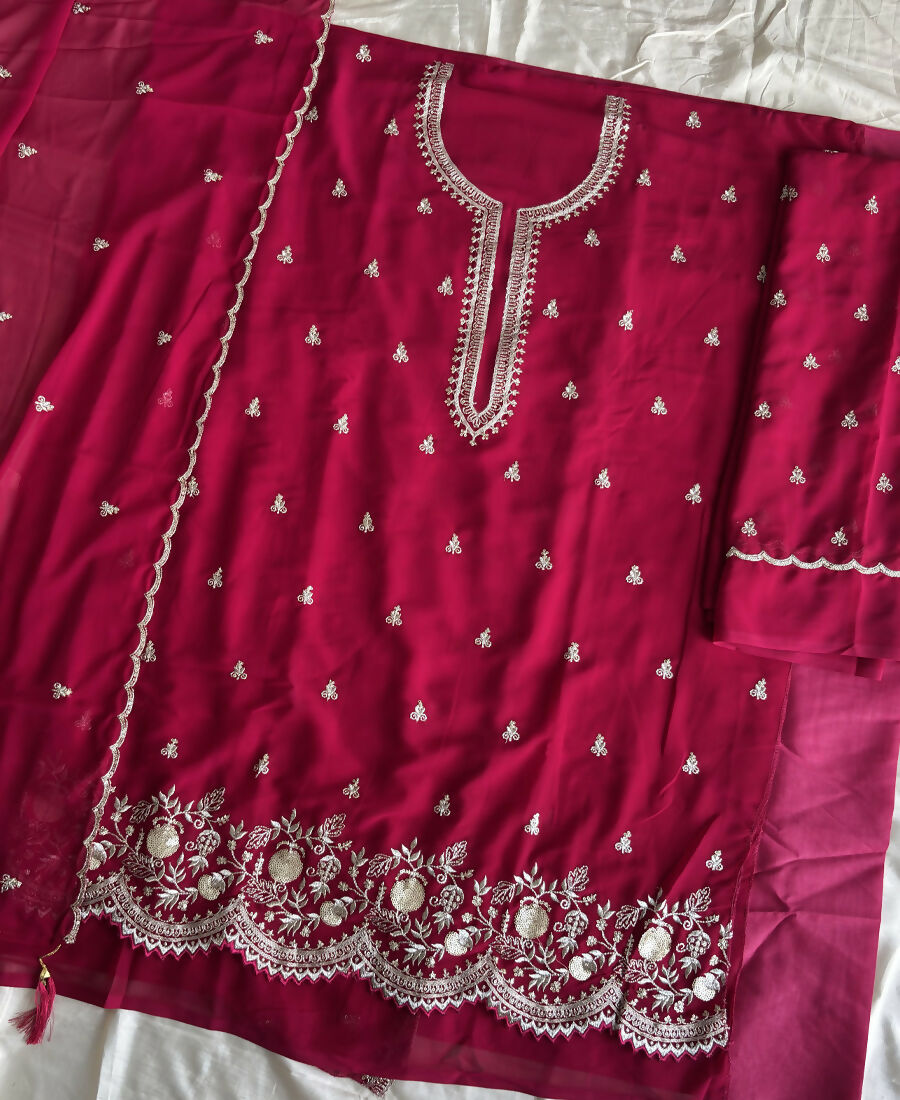 KC Bollywood Style Dark Pink Georgette Suit For Women | Grocsy