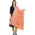 A R Silk Golden Border Regular Dupatta Color Peach Dupatta or Chunni | Grocsy