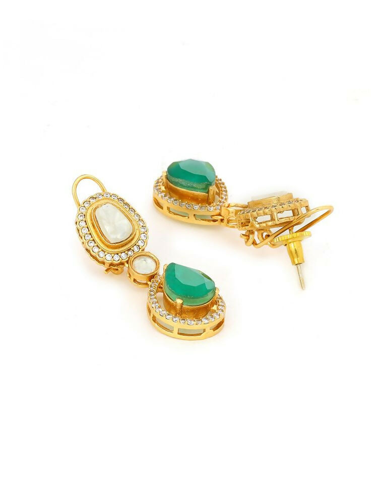 Natural Stones Antique Finish Earrings and Necklace set - Ruby Raang | Grocsy