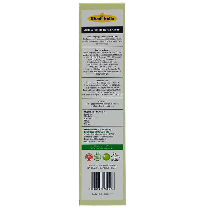 Khadi Veda Acne & Pimple Herbal Cream | Grocsy