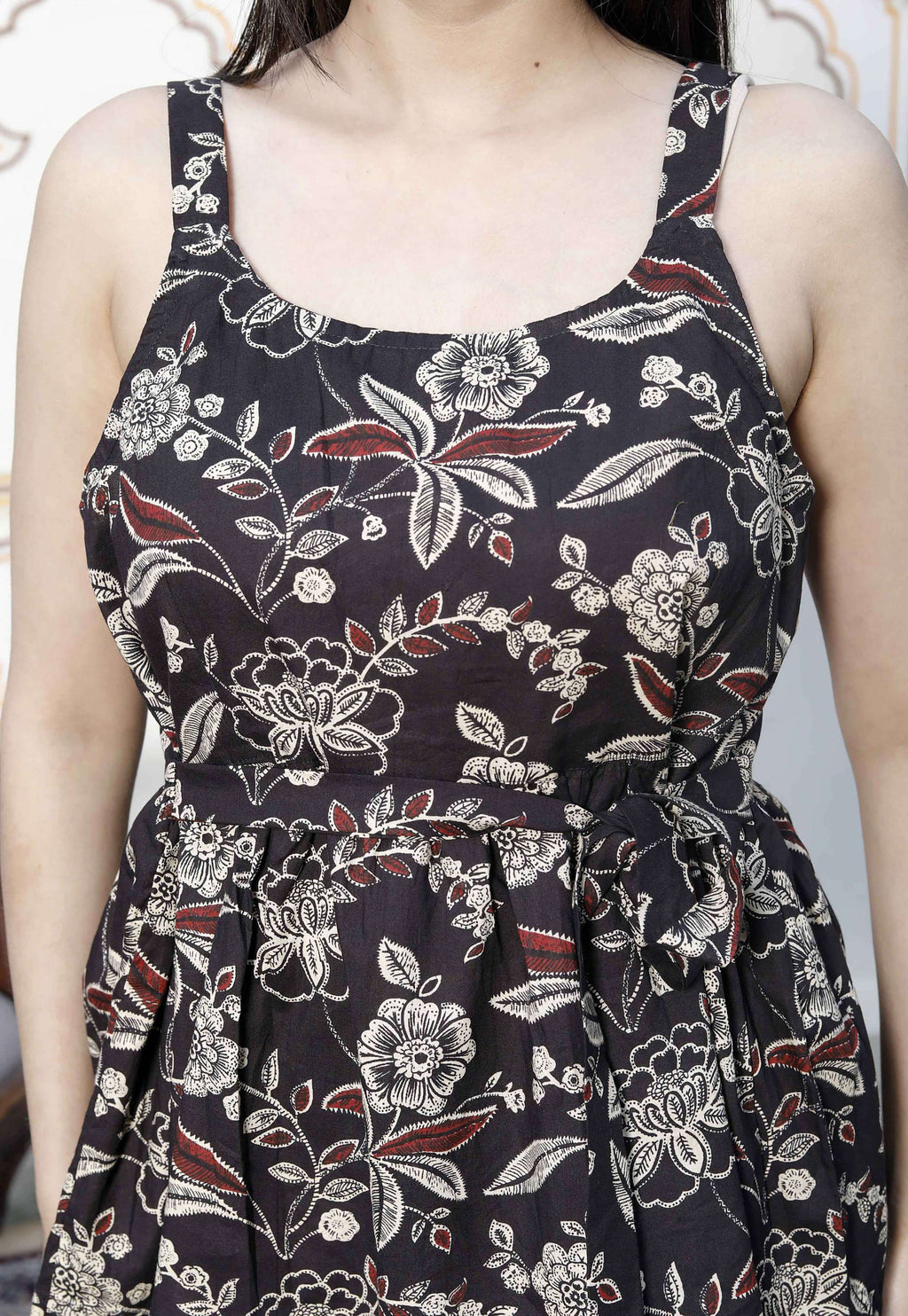 Miravan Women's Pure Cotton Floral Printed Noodle Straps Multi Western Top | Grocsy