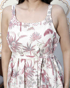 Miravan Women's Pure Cotton Light Pink Bird And Printed Sleeveless Casual Top | Grocsy