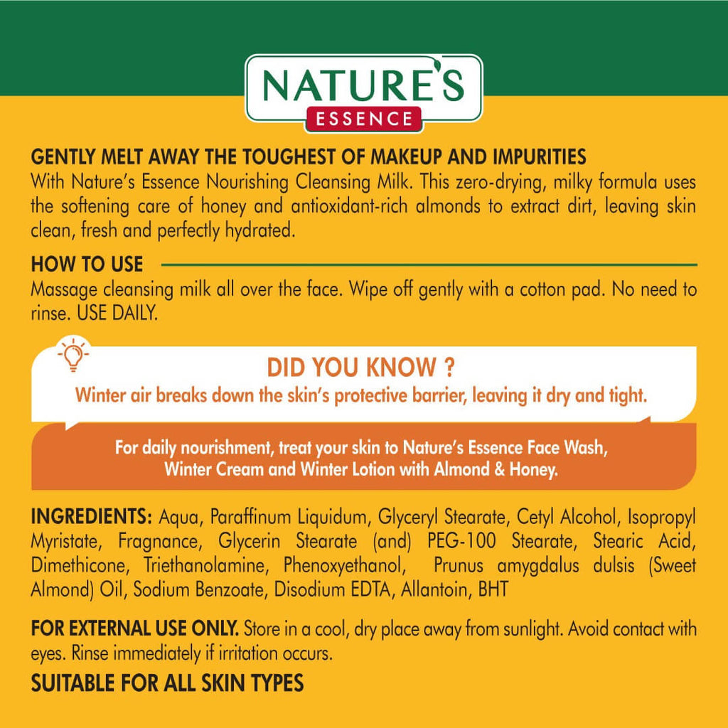 Nature's Essence Nourishing Cleansing Milk (Almond & Honey) | Grocsy