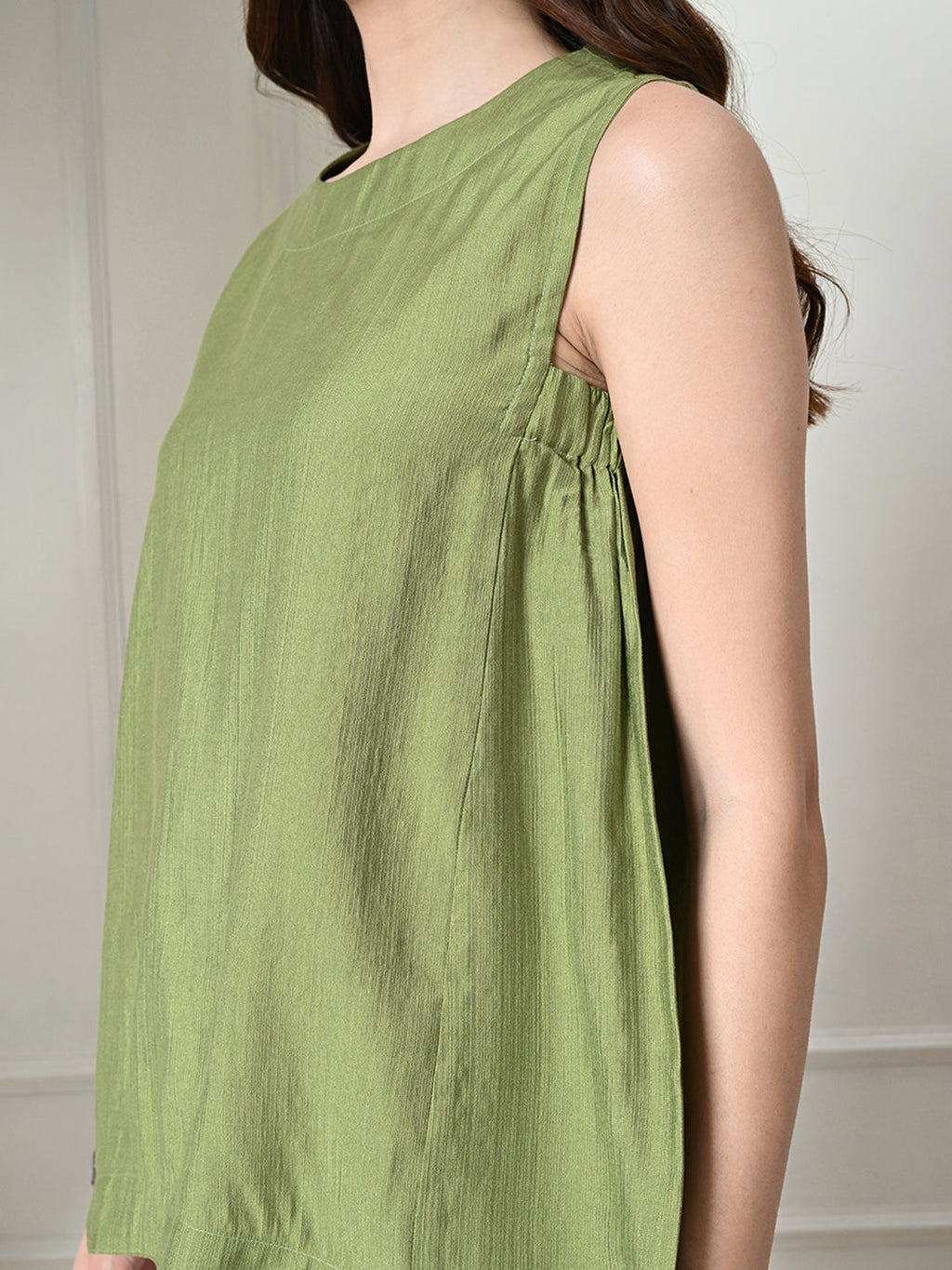 Myshka Women's Solid Embellished Sleeveless Casual Tops In Green Color | Grocsy