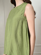 Myshka Women's Solid Embellished Sleeveless Casual Tops In Green Color | Grocsy
