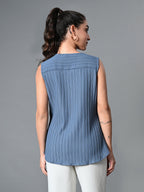 Myshka Women's Keyhole Neck Sleeveless Top in Grey Color | Grocsy