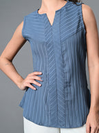 Myshka Women's Keyhole Neck Sleeveless Top in Grey Color | Grocsy