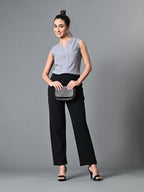 Myshka Women's Keyhole Neck Sleeveless Top in Grey Color | Grocsy