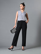 Myshka Women's Keyhole Neck Sleeveless Top in Grey Color | Grocsy