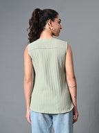 Myshka Women's Keyhole Neck Sleeveless Top in Olive Color | Grocsy
