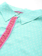 Ahalyaa Women's Traditional wear Tunic - Blue | Grocsy