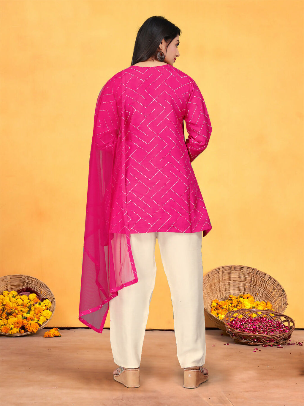 Joban Fashion Rani Cotton Premium Pure Viscose Print Dola With Handwork Kurta set | Grocsy