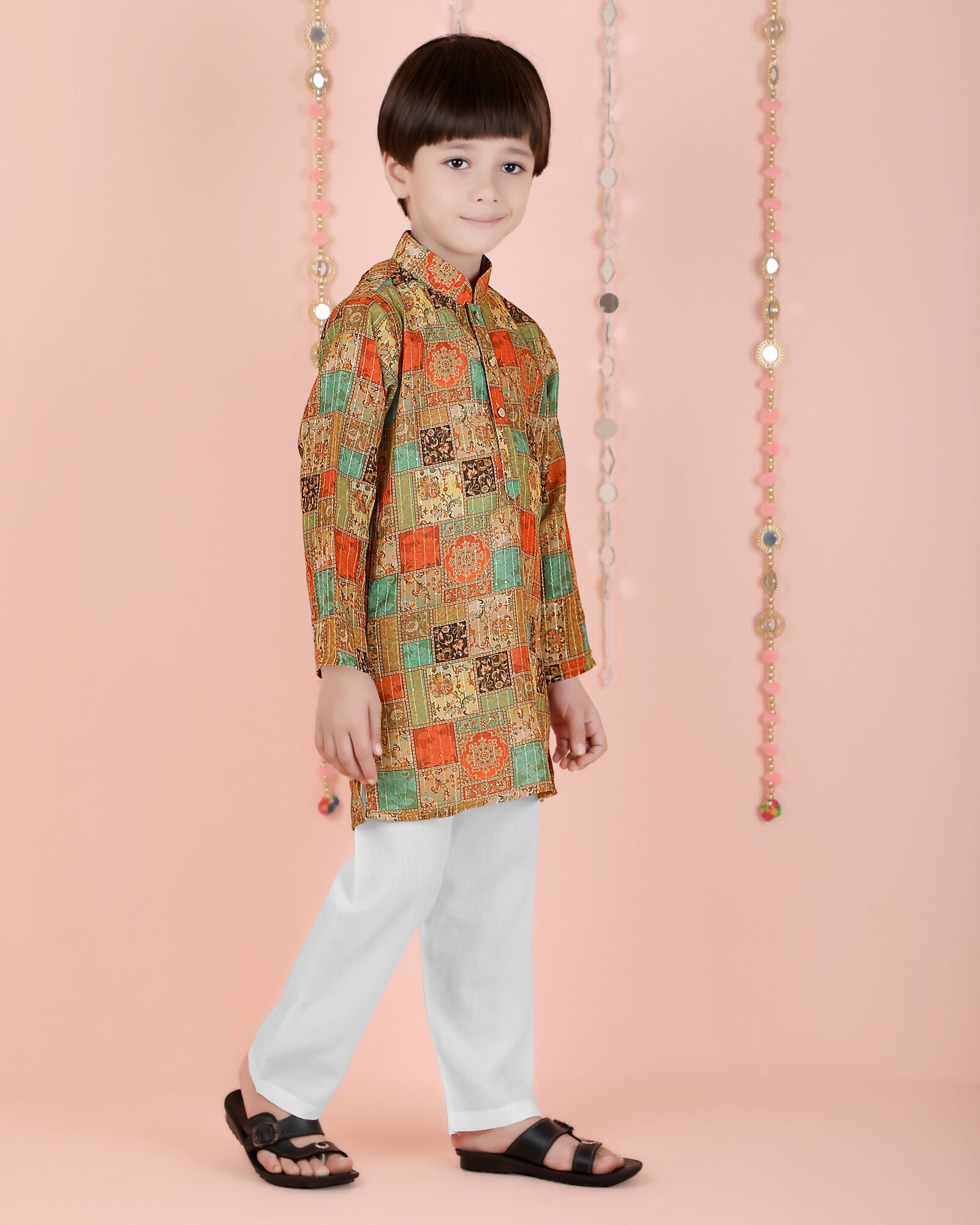 Joban Fashion Kids Island Cotton Full Sleeves Printed Kurta and Pyjama- Multi | Grocsy