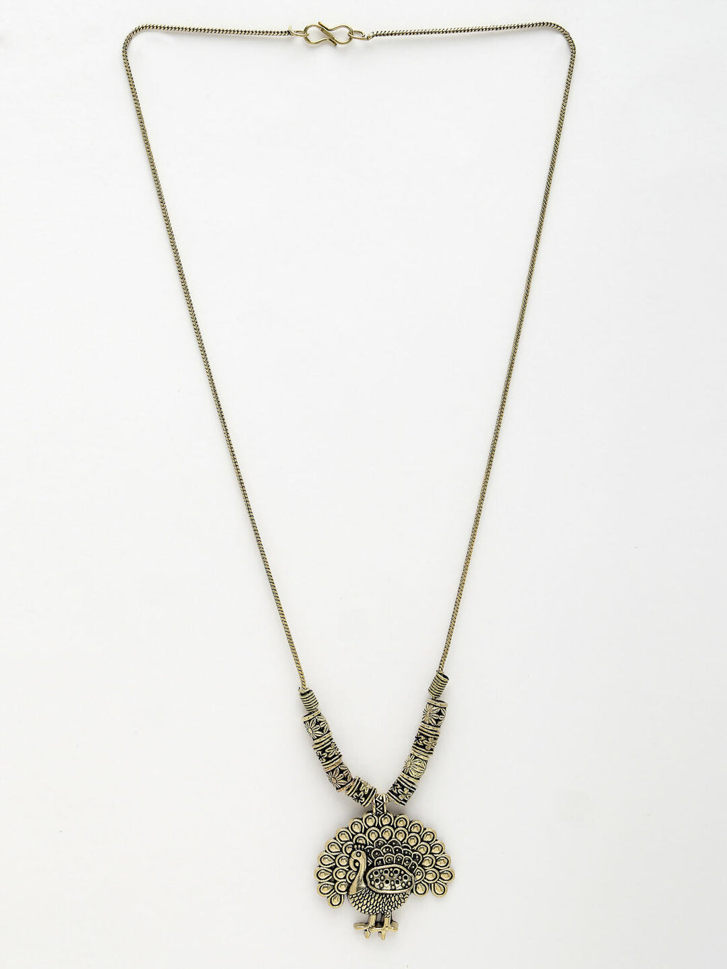 NVR Women's Gold-Polished Peacock Design Pendant with Chain | Grocsy