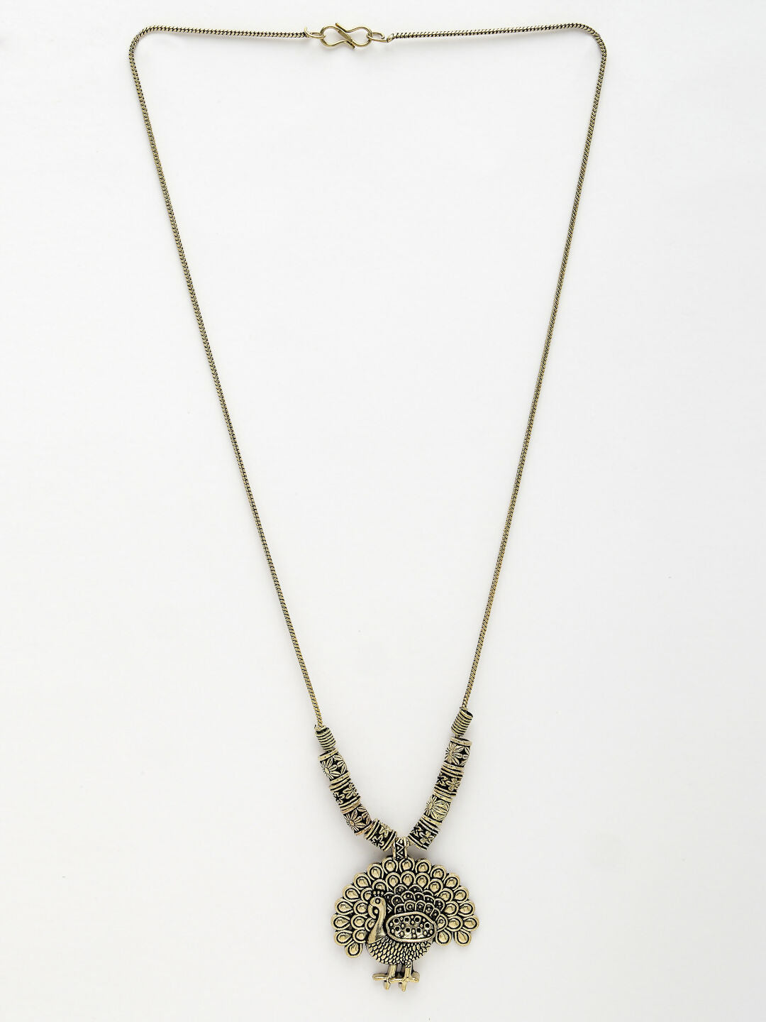 NVR Women's Gold-Polished Peacock Design Pendant with Chain | Grocsy