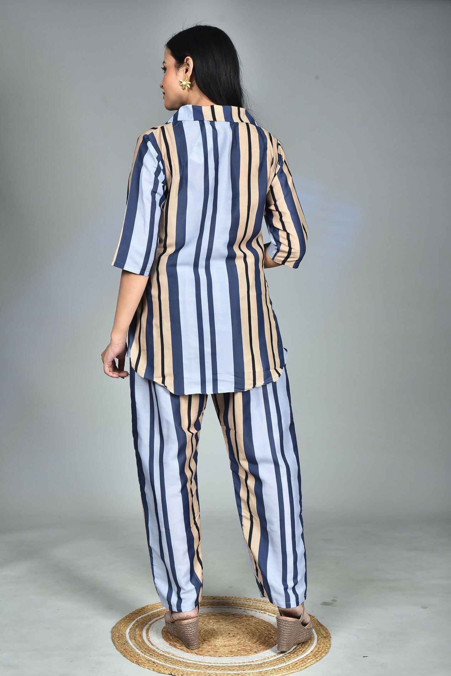 Morchari Digital Print Semi Muslin Co-Ord Set Top & Trouser-Multicolor | Grocsy