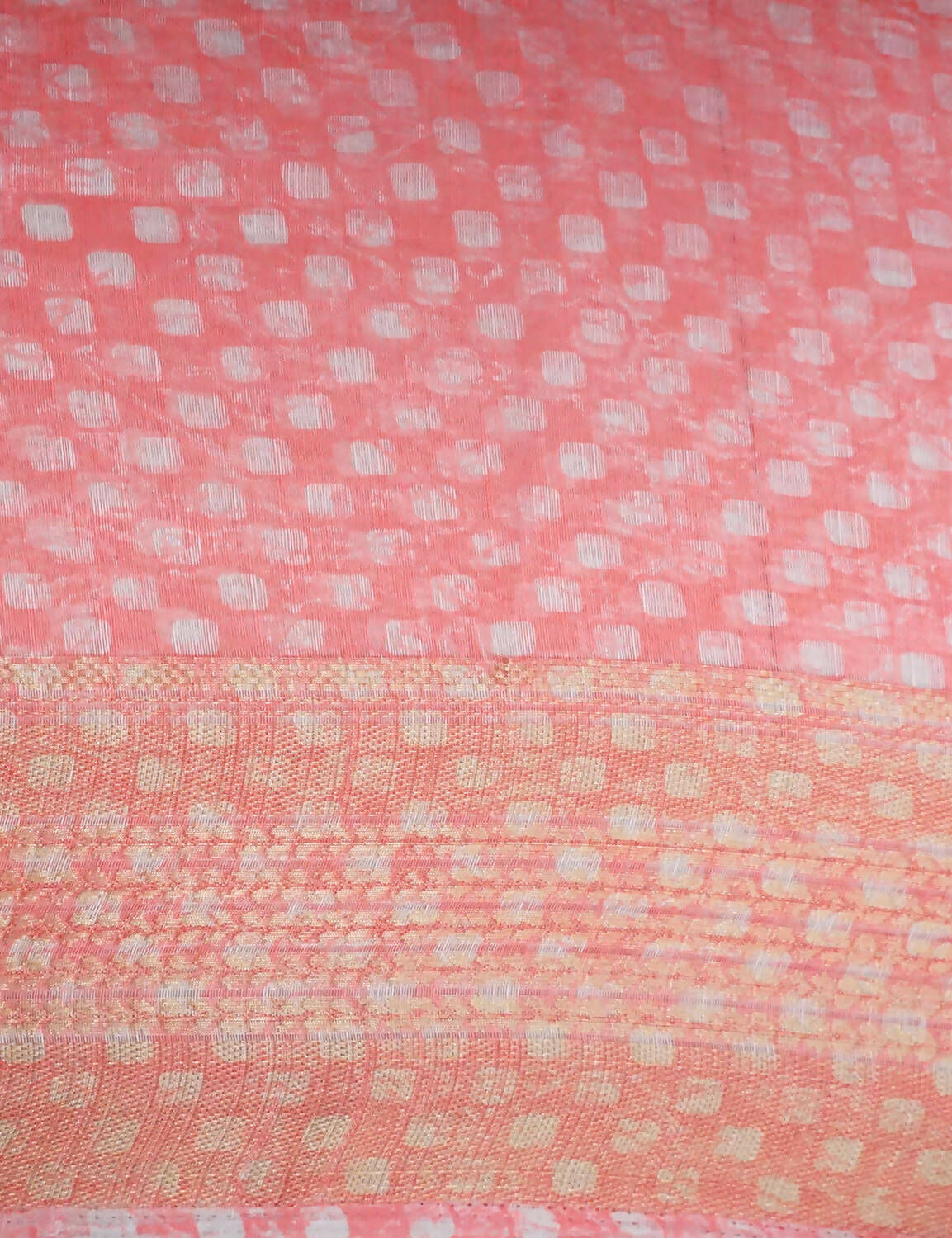 Combination Shades Of Peach Pink With Floral Design Semi Chanderi Saree By Gayathri Reddy Designer Studio | Grocsy