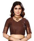 Vamika Brown Banarasi Jacquard Weaving Saree | Grocsy